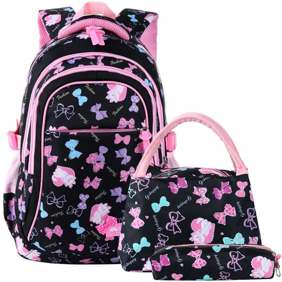 Kids School Backpack 3 in 1 School Bag Lunch Bag & Pencil Bag Large Capacity Tra